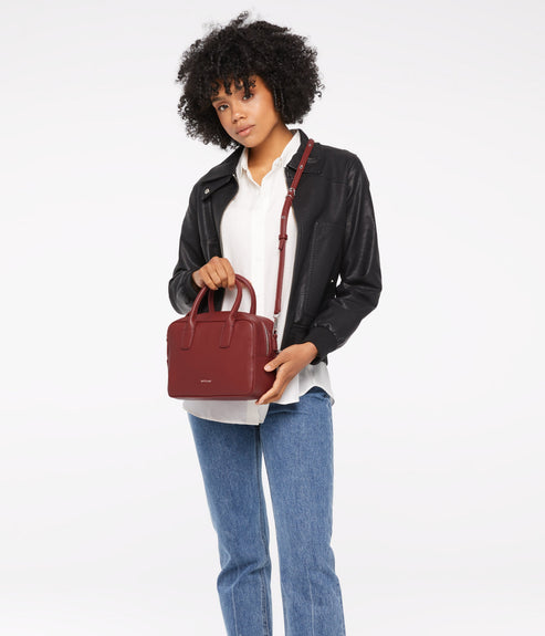 ARLIE Small Vegan Satchel - Loom | Color: Black - variant::black