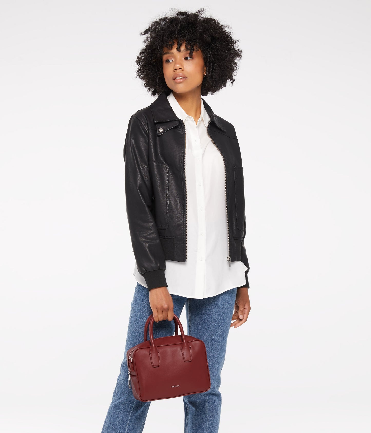 ARLIE Small Vegan Satchel - Loom | Color: Black - variant::black