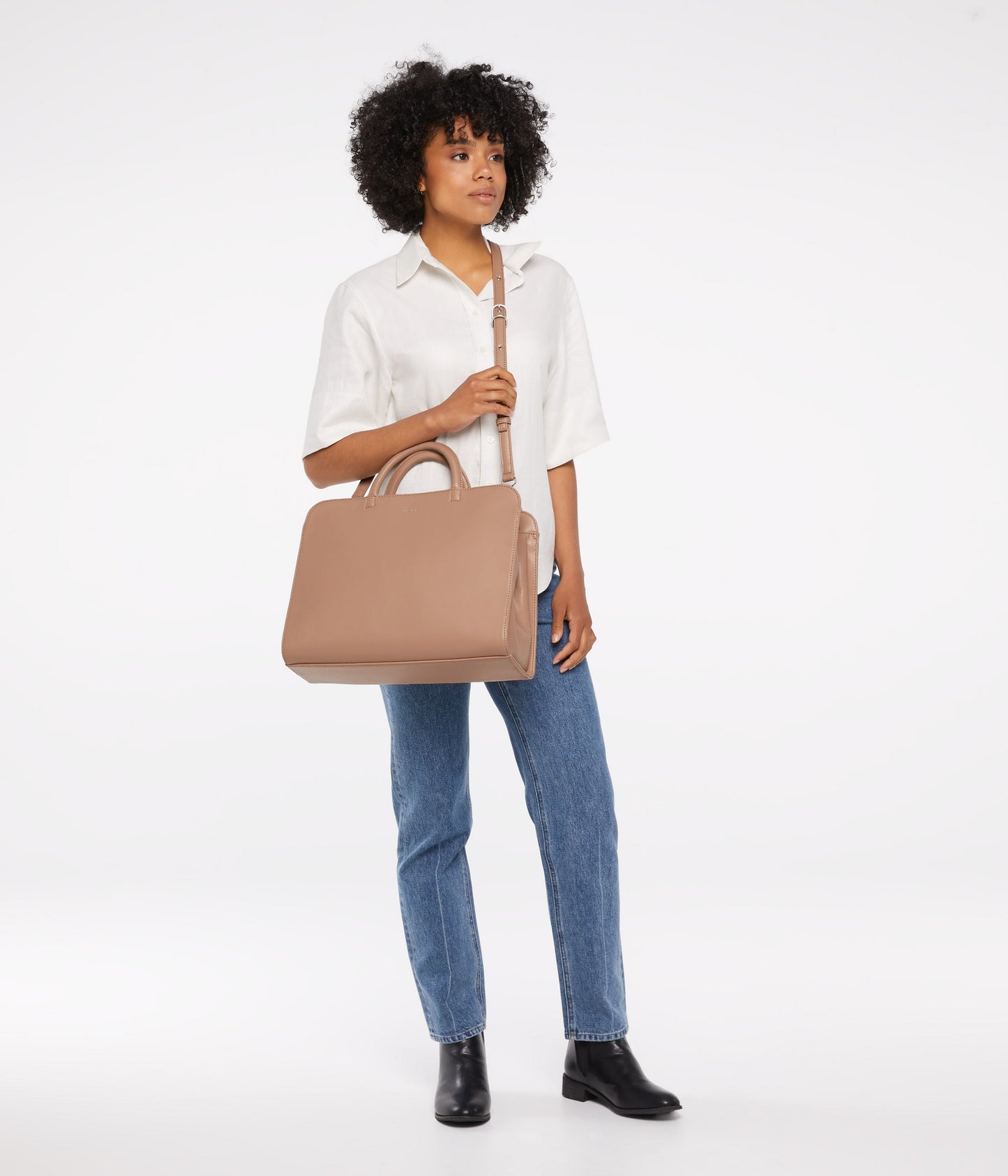 TIA Vegan Satchel - Loom | Color: Tan - variant::cafe
