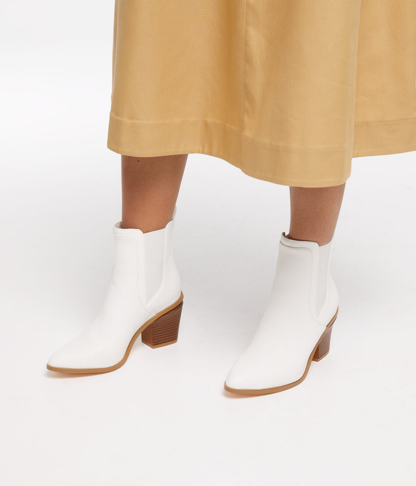 KALISTA Women's Vegan Mid Heel Boots | Color: White - variant::white