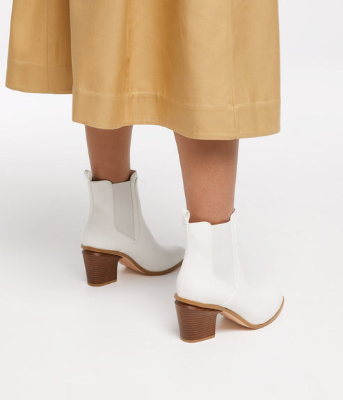 KALISTA Women's Vegan Mid Heel Boots | Color: White - variant::white