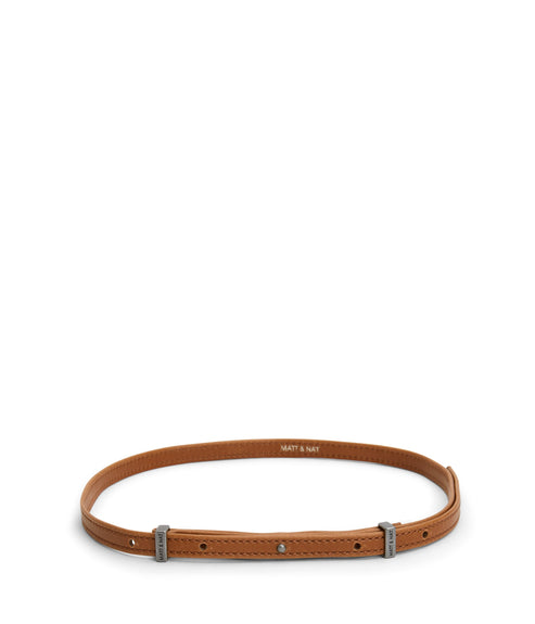 SOLINA Women's Vegan Skinny Belt | Color: Brown - variant::chili
