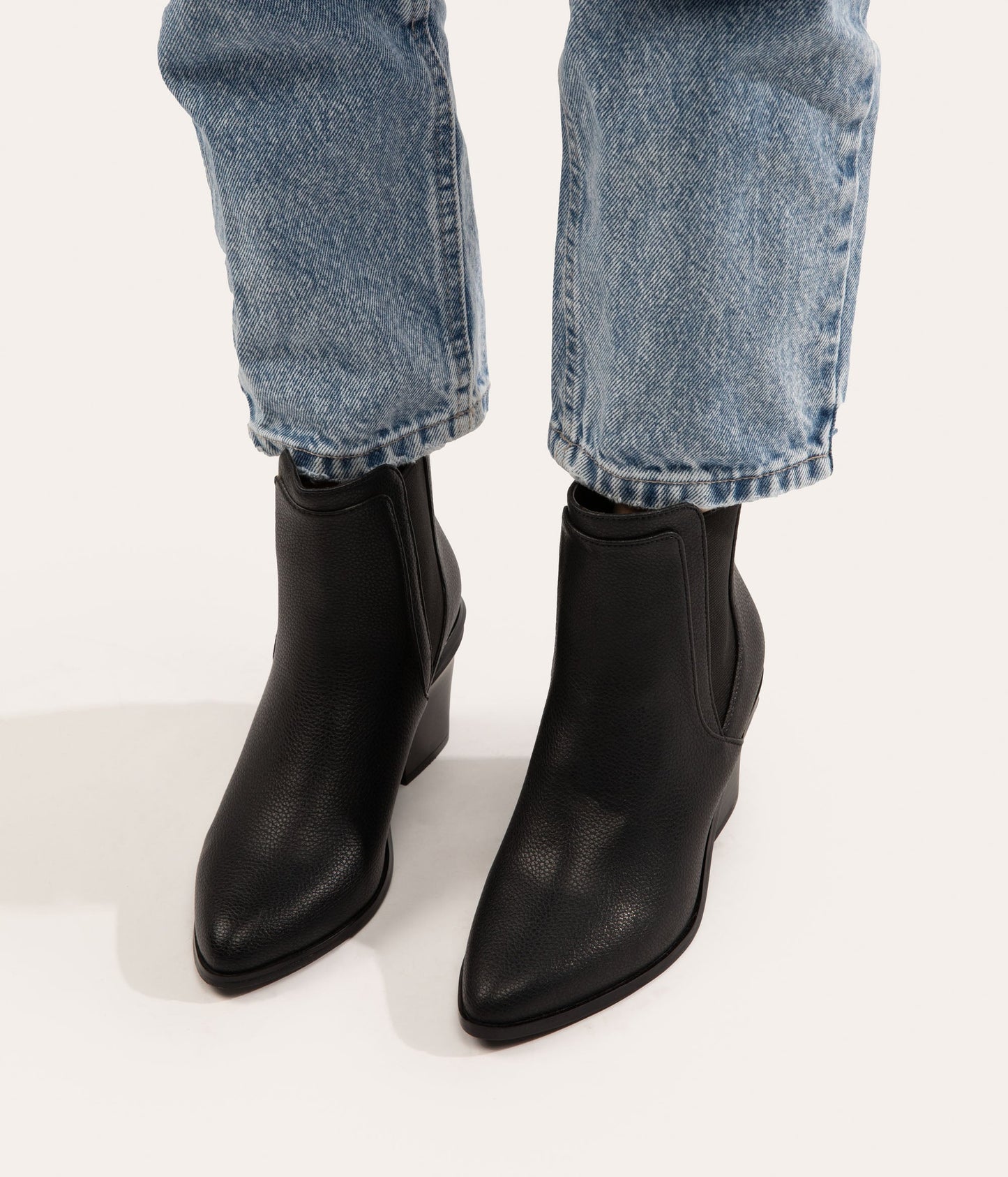 KALISTA Women's Vegan Mid Heel Boots | Color: Black - variant::black