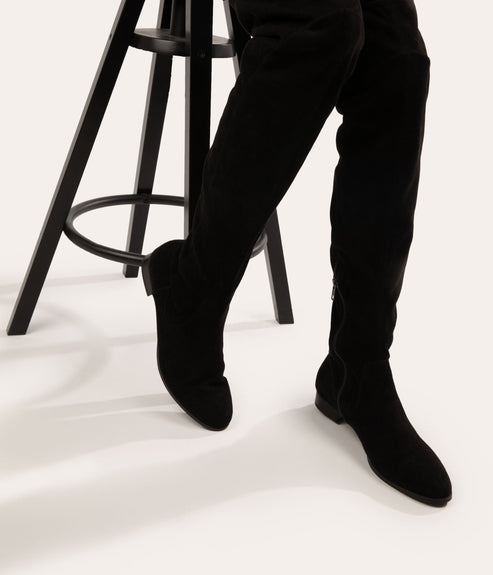 KALLYA Vegan Over The Knee Boots | Color: Black - variant::black