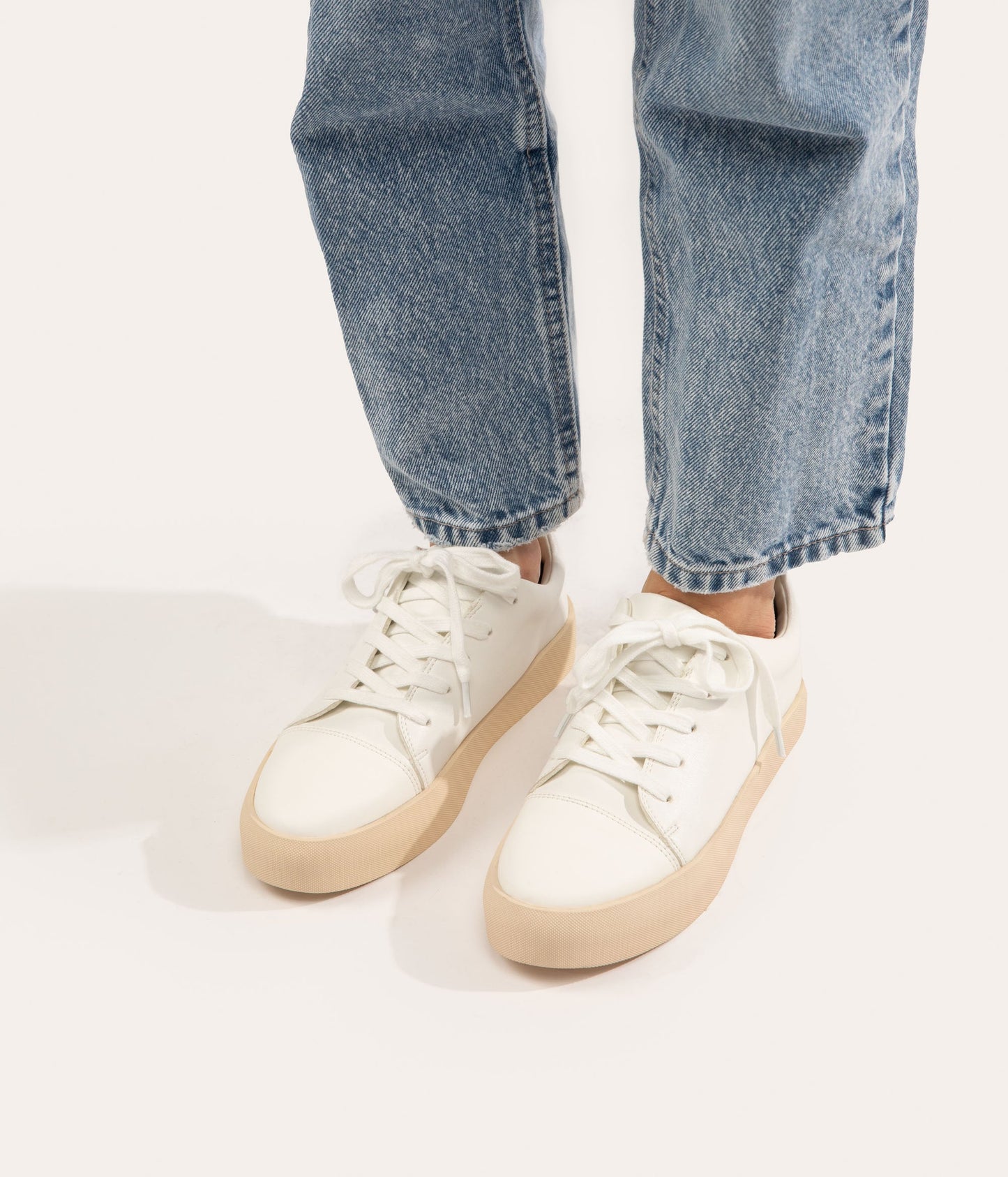 MARCI Women's Vegan Sneakers | Color: White, Black - variant::white black