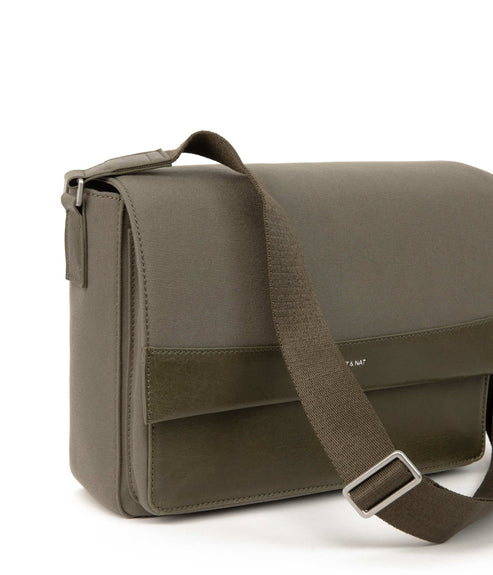 ANTON Vegan Messenger Bag - Canvas | Color: Green - variant::olive