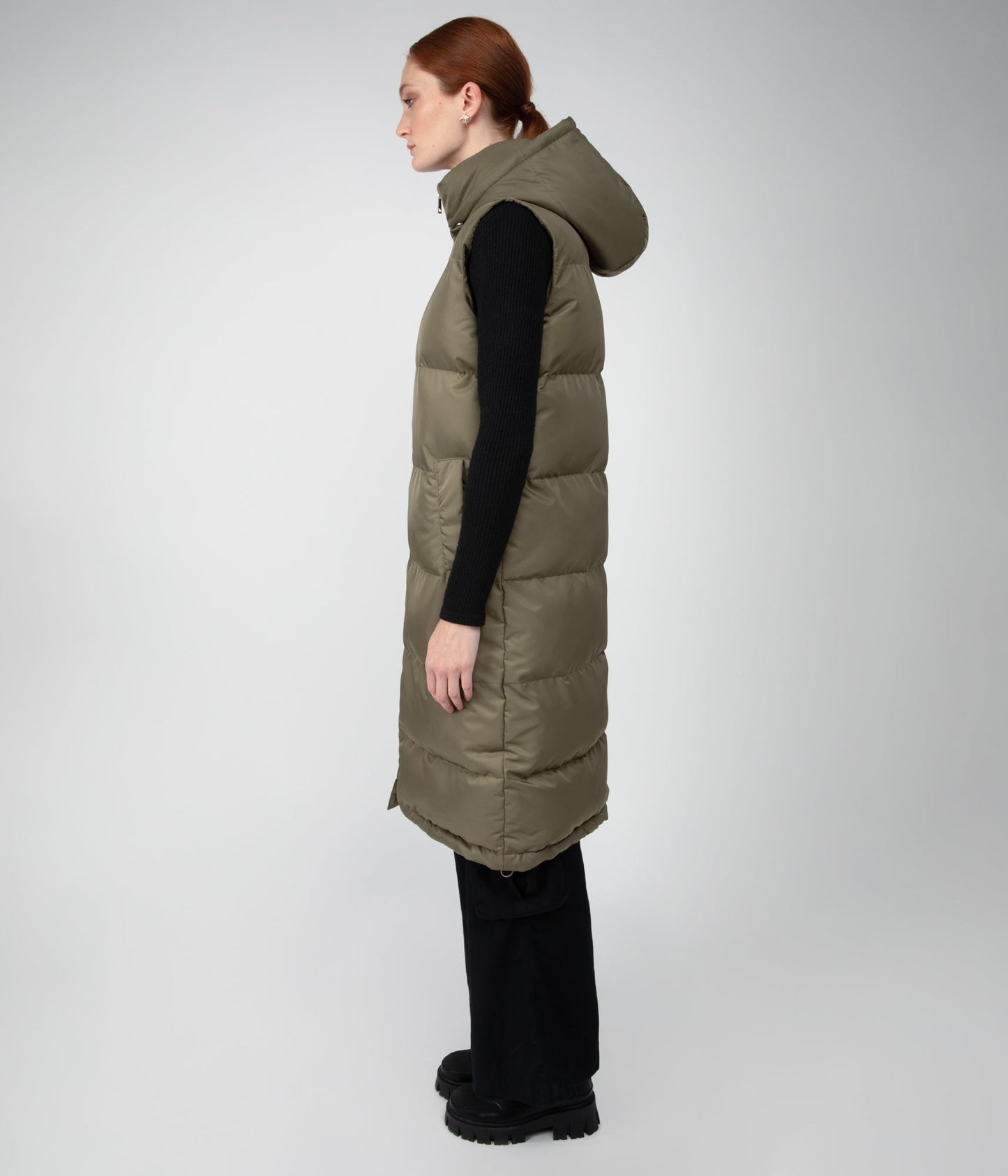 SANAH Women's Vegan Puffer Vest | Color: Green - variant::olive
