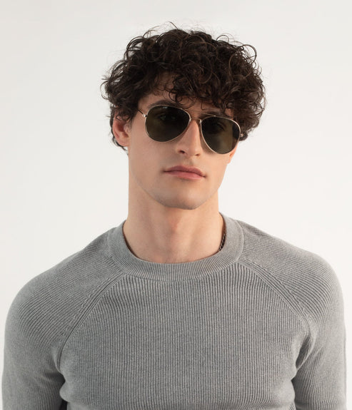 SADIE Metal Aviator Sunglasses | Color: Metallic - variant::silver