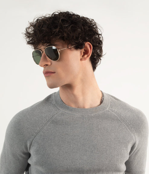 SADIE Metal Aviator Sunglasses | Color: Metallic - variant::silver