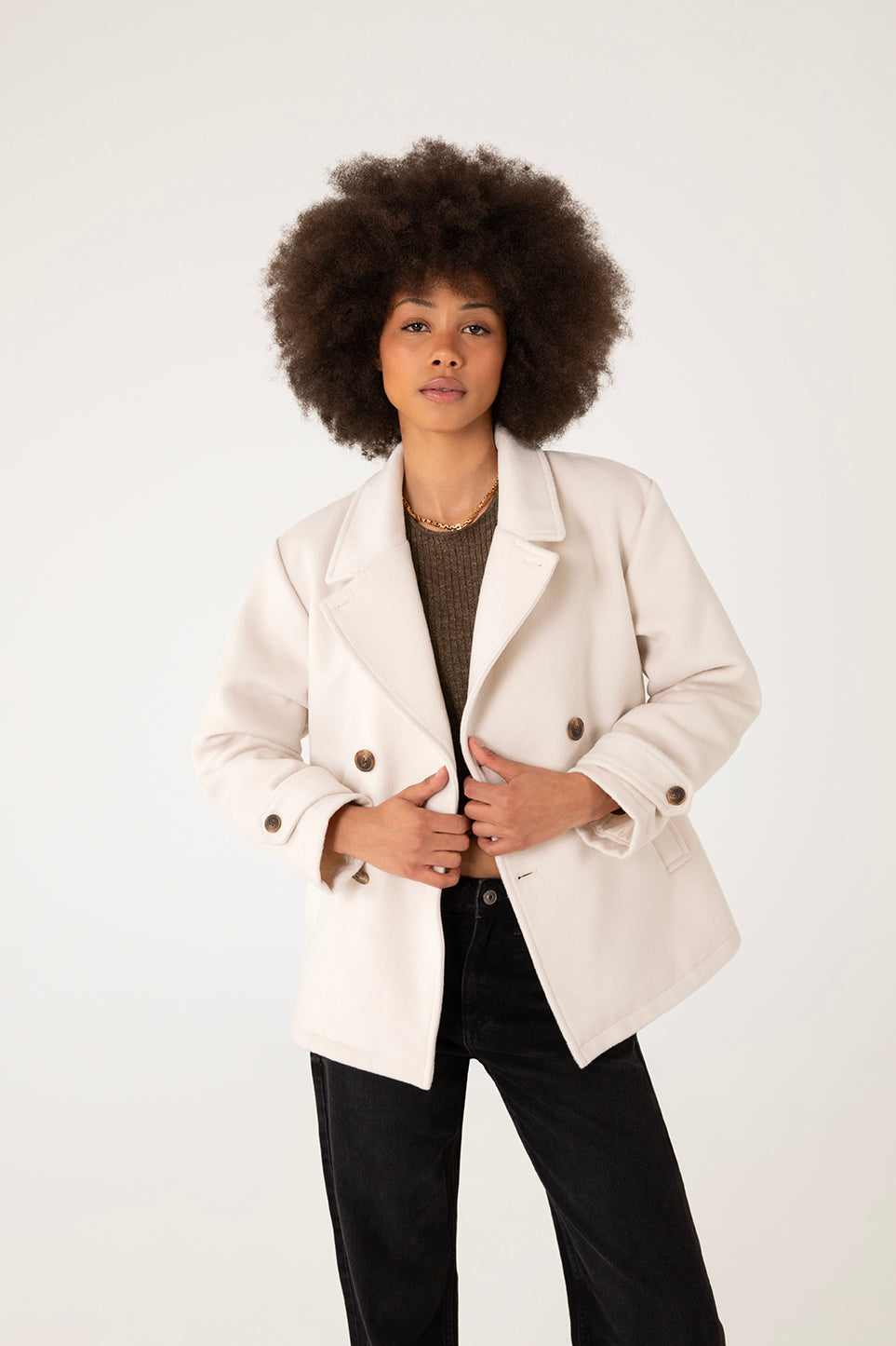 RIA Women's Vegan Wool Coat | Color: Cream - variant::cream
