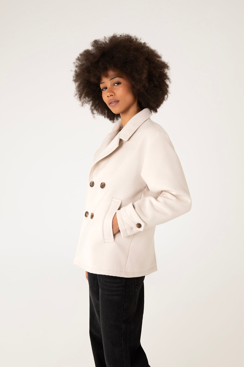 RIA Women's Vegan Wool Coat | Color: Cream - variant::cream