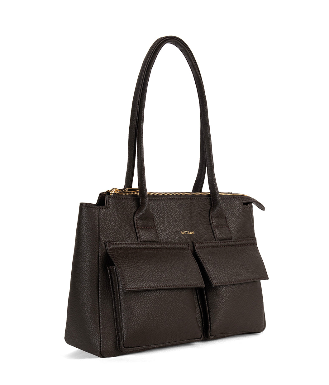 JORDI Vegan Tote Satchel – Grain | Color: Fudge - variant::fudge