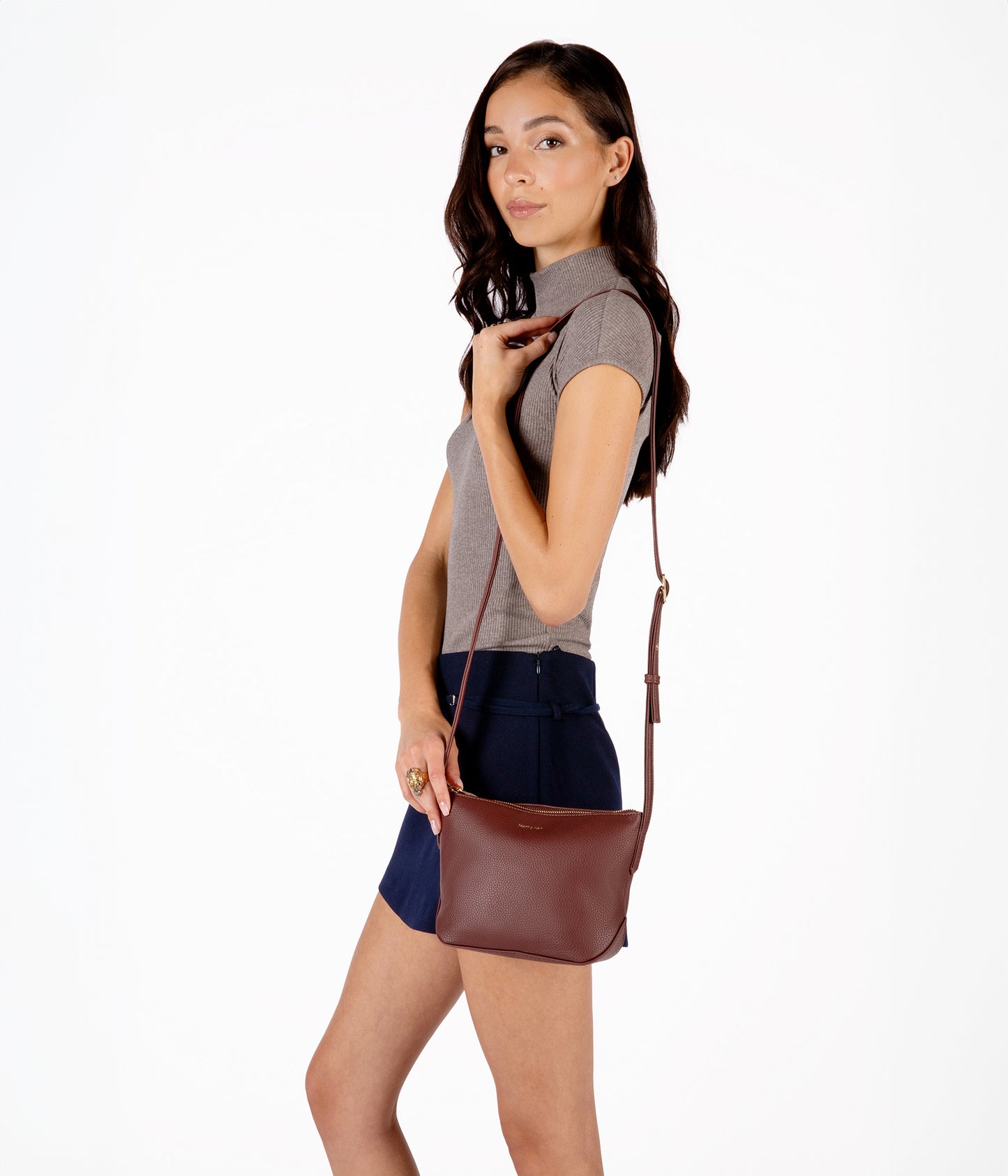 SAM Vegan Crossbody Bag - Grain | Color: Fudge - variant::fudge
