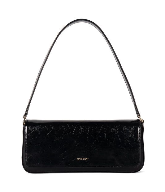 ENA Vegan Shoulder Bag - Groove | Color: Black - variant::black