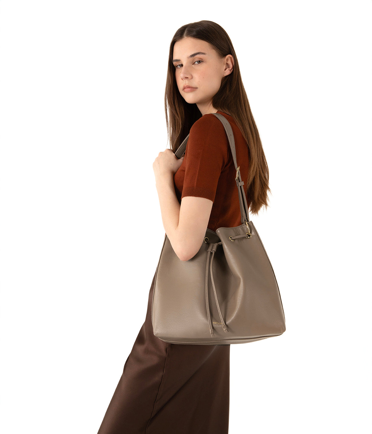 JAN Vegan Bucket Bag – Theme | Color: Rust - variant::rust