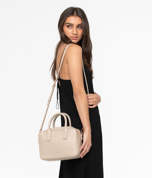 ARLIE Small Vegan Satchel - Loom | Color: Black - variant::black