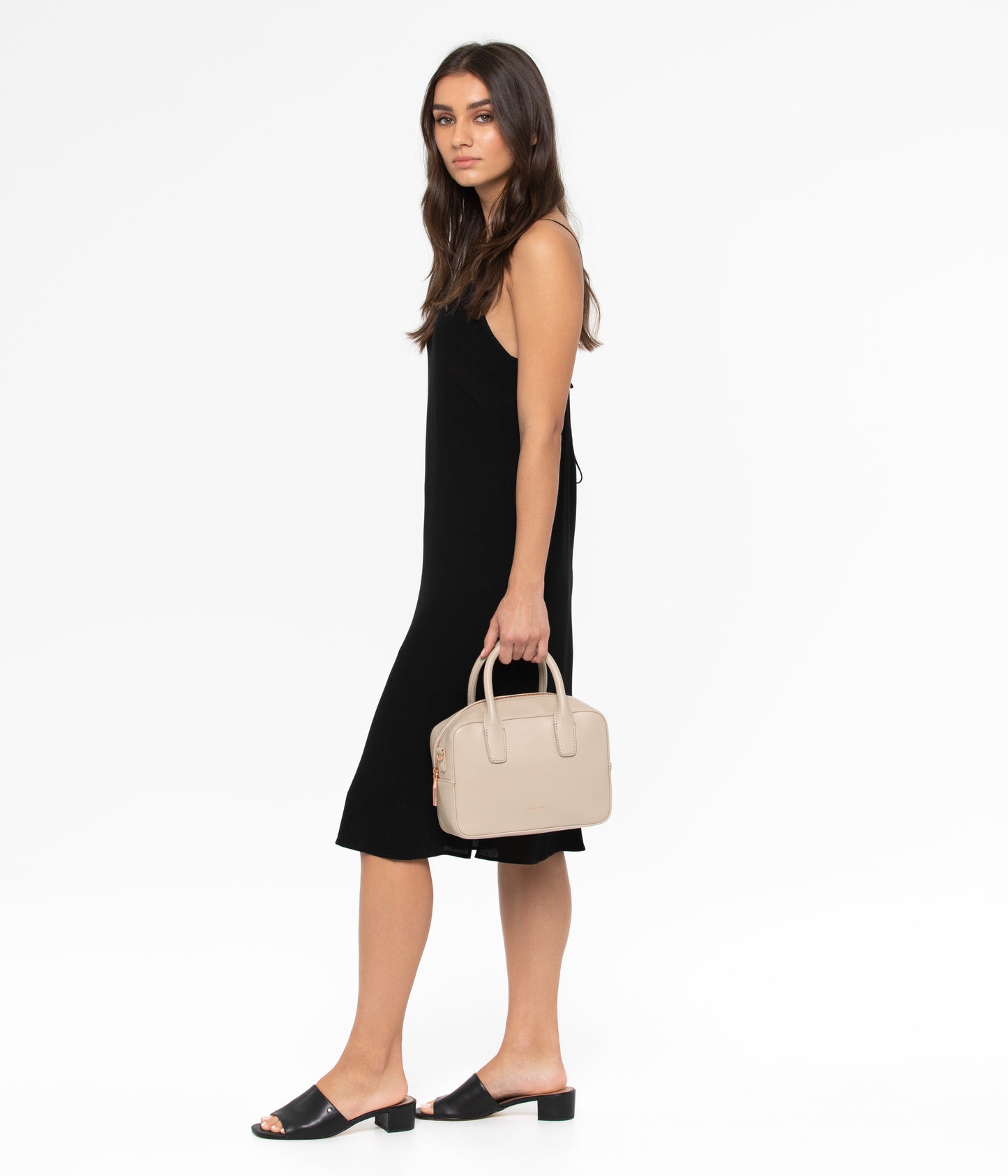 ARLIE Small Vegan Satchel - Loom | Color: Black - variant::black