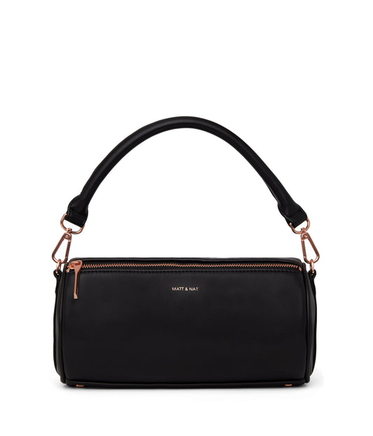 SEOUL Vegan Barrel Satchel - Loom | Color: Black - variant::blackr