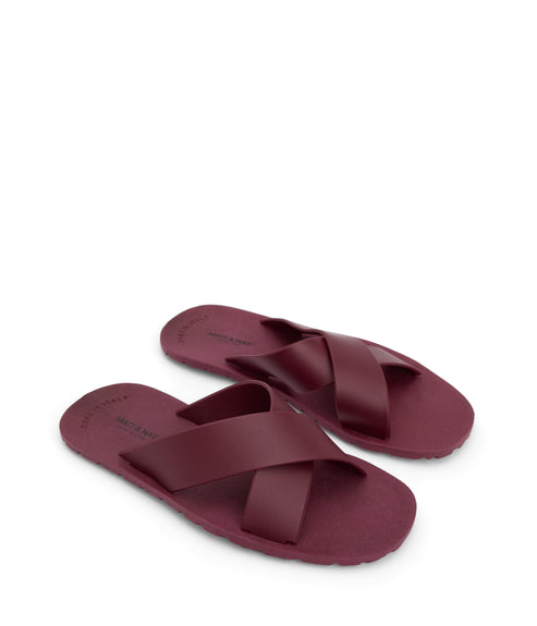 LORENA Vegan Cross Sandals | Color: Purple - variant::berry