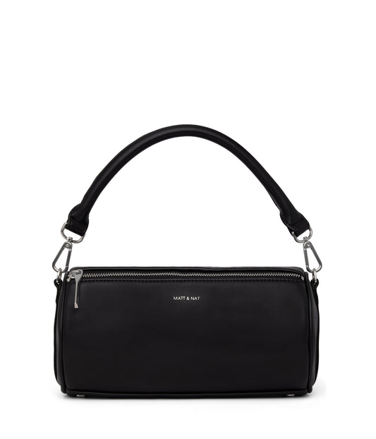 SEOUL Vegan Barrel Satchel - Loom | Color: Black - variant::blacks