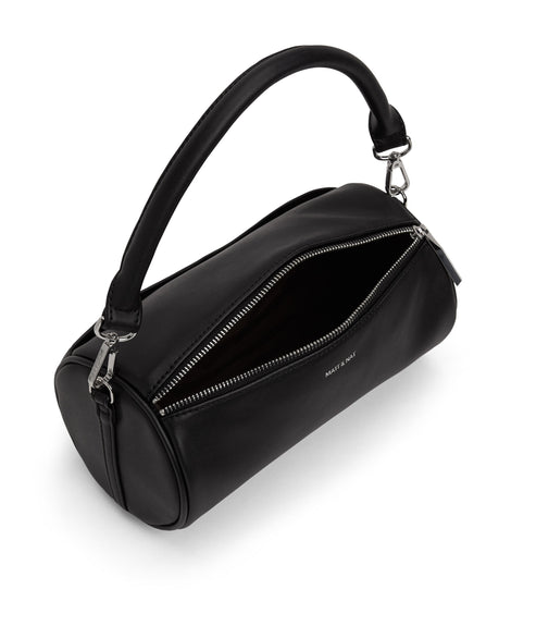 SEOUL Vegan Barrel Satchel - Loom | Color: Black - variant::blacks