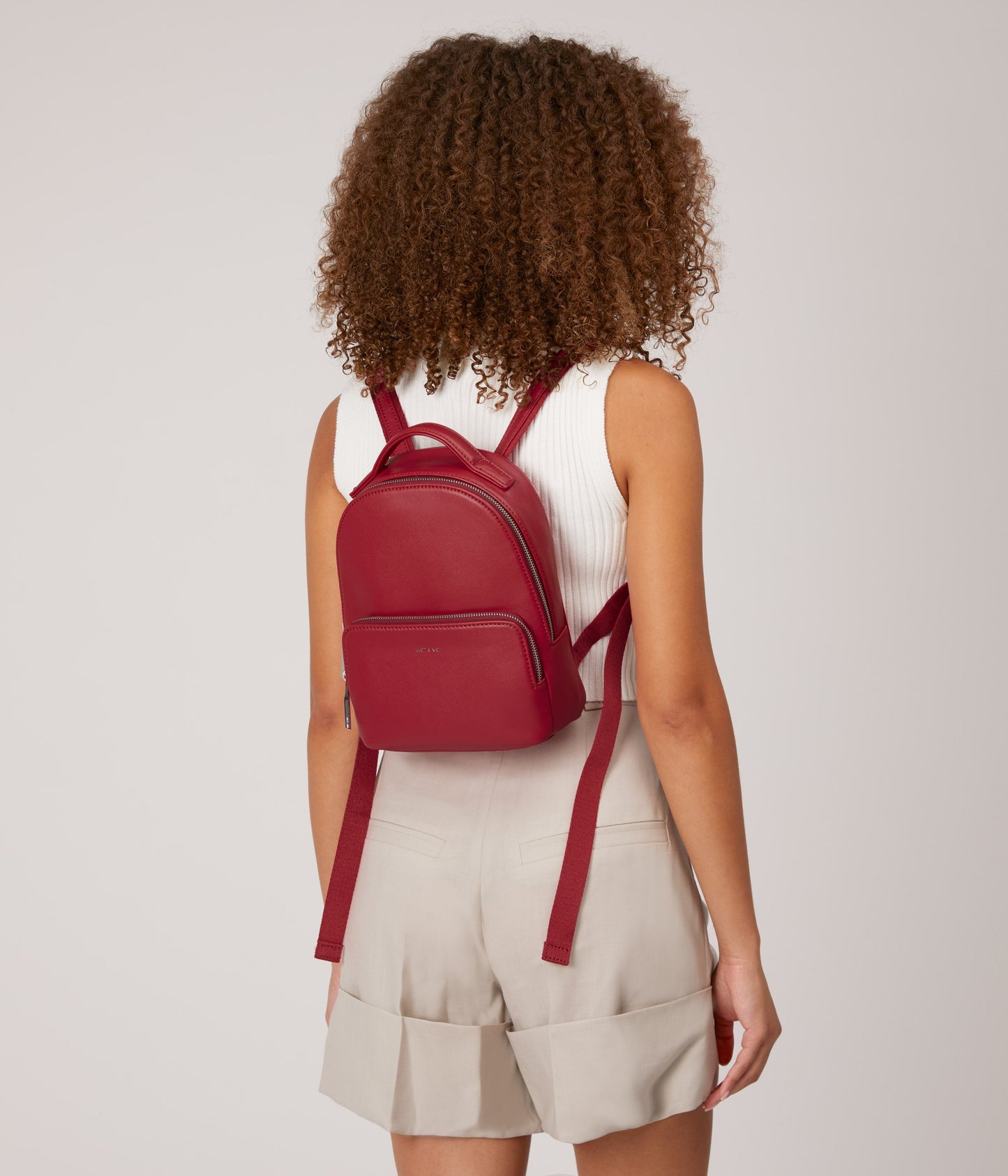 CAROSM Small Vegan Backpack - Loom | Color: White - variant::tapioca