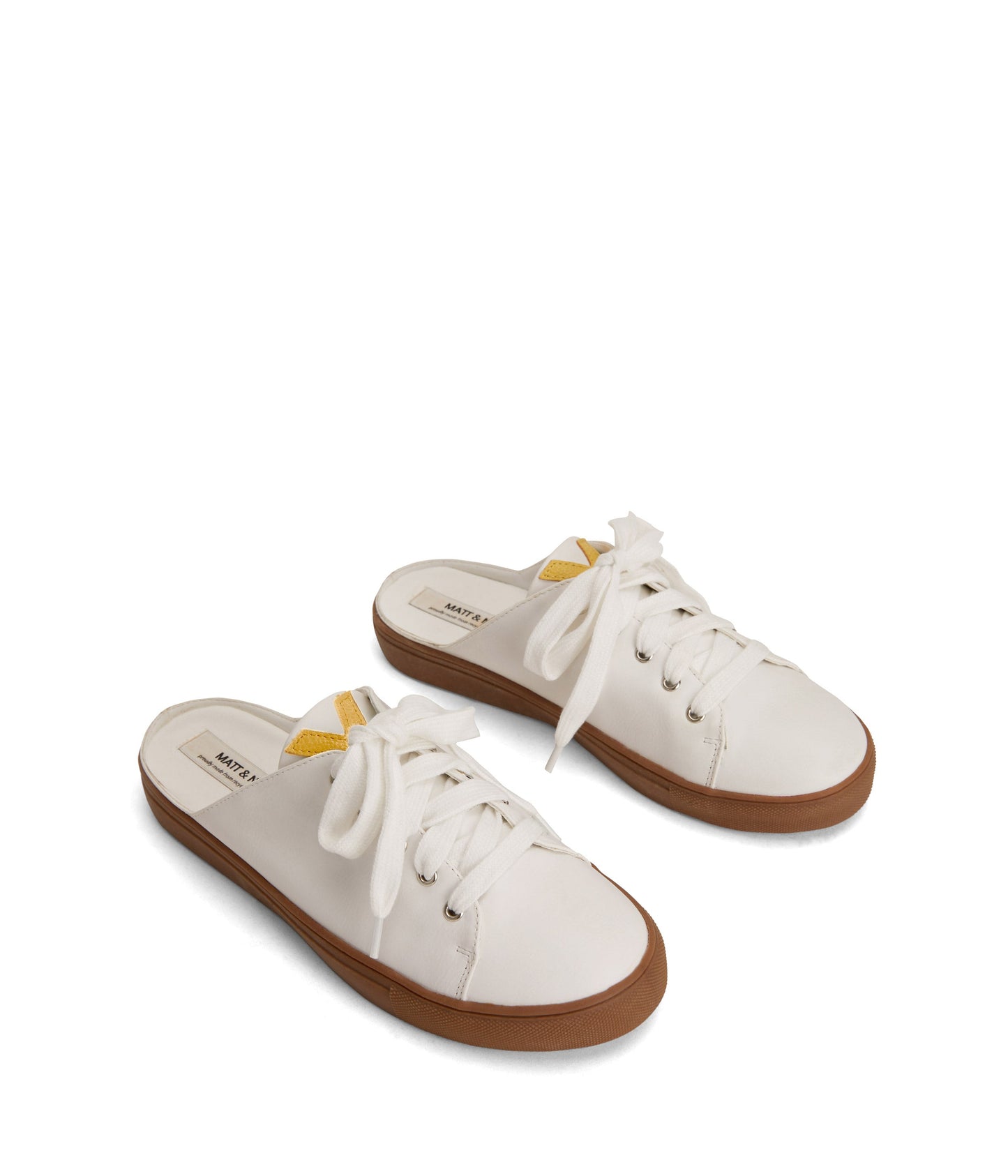 EWEL Women's Vegan Sneakers | Color: White, Yellow - variant::white
