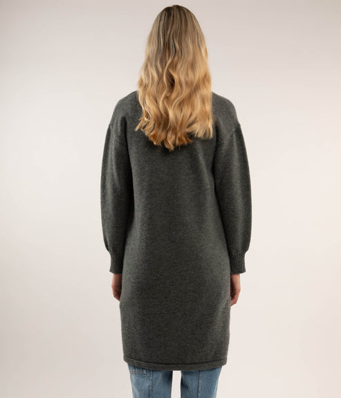 NESS Knee-Length Cardigan | Color: Black - variant::black