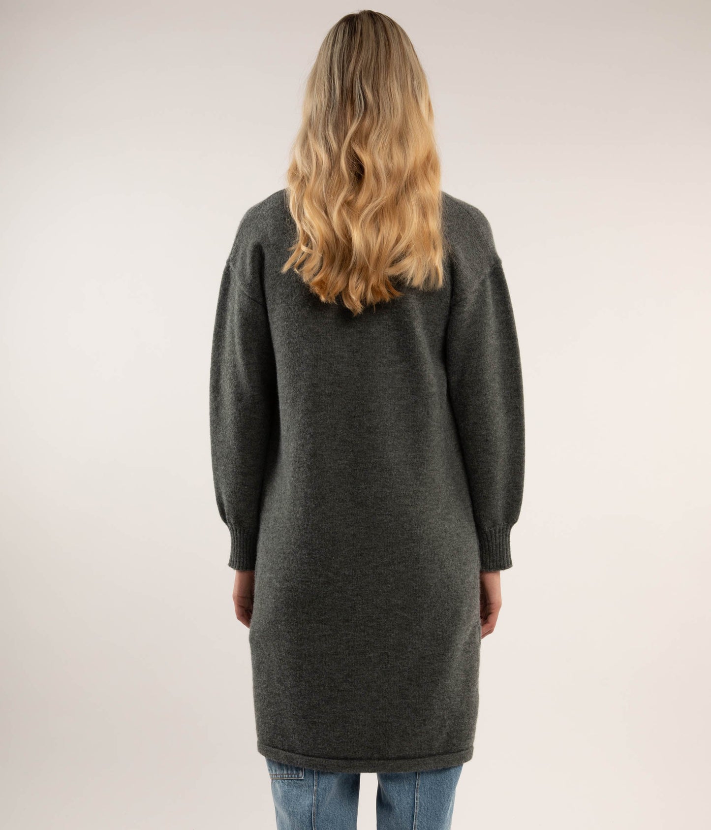 NESS Knee-Length Cardigan | Color: Grey - variant::charcoal