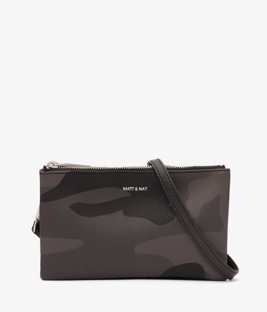 TRIPLET Vegan Crossbody Bag - Camo | Color: Black - variant::camblk