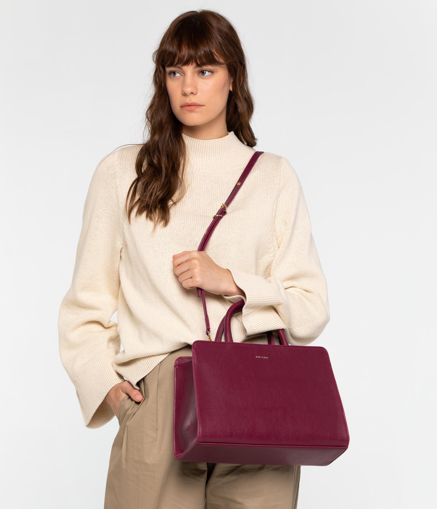 VON Vegan Satchel - Vintage | Color: Purple - variant::garnet