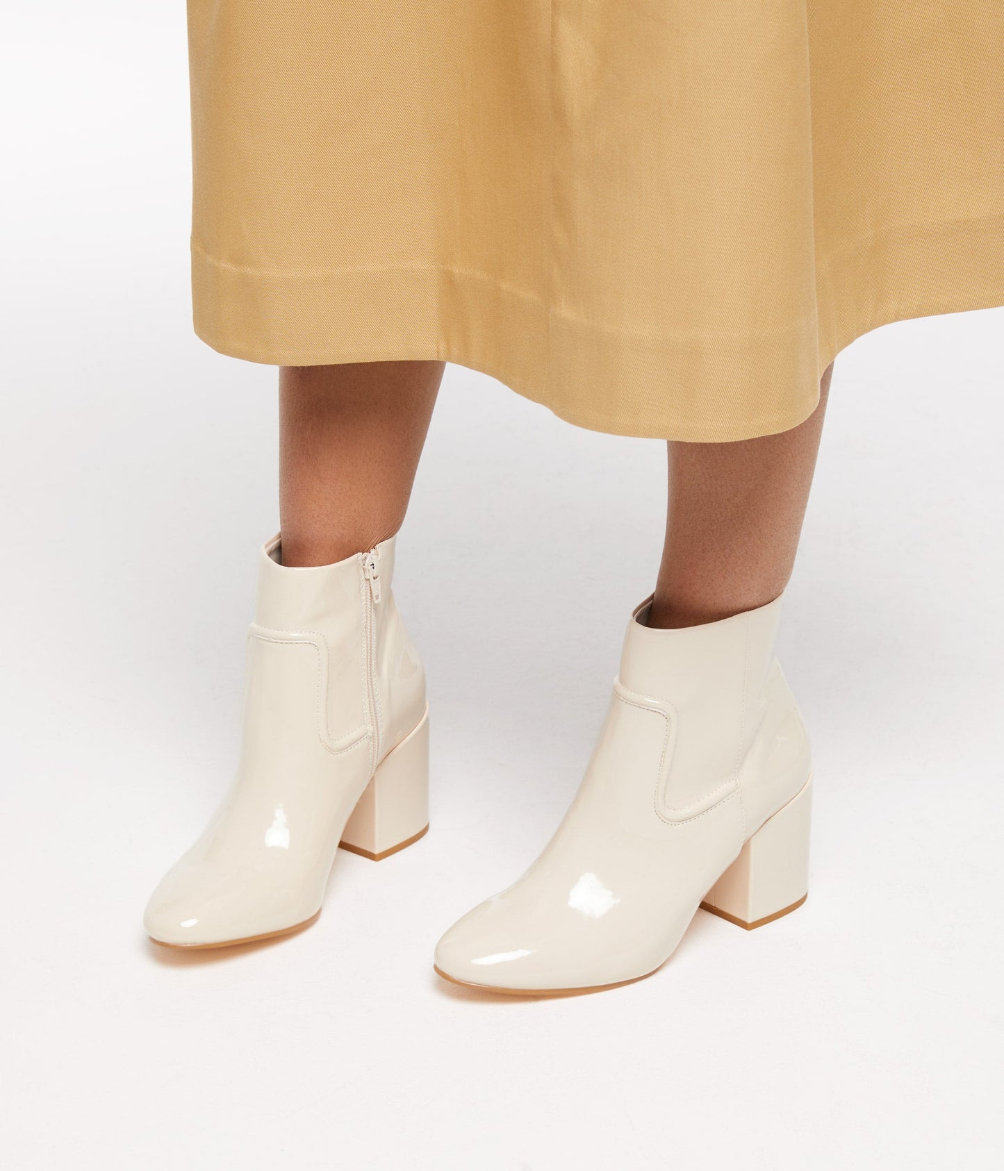 BOON Vegan Block Heel Boots | Color: Beige - variant::nude