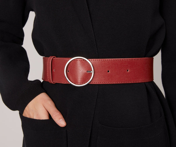 ORA Women's Vegan Wide Belt | Color: Red - variant::barn