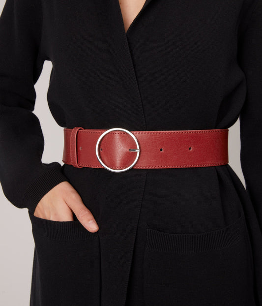 ORA Women's Vegan Wide Belt | Color: Brown - variant::chili