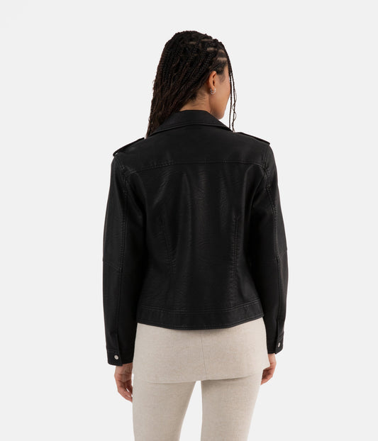 VAUGHN Vegan Leather Jacket | Color: Black - variant::black