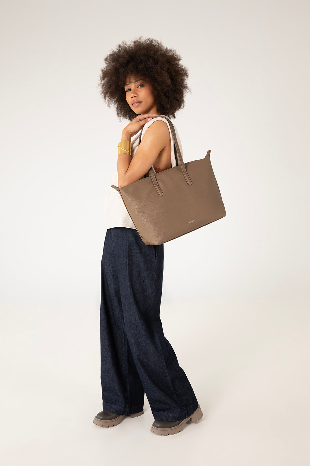 ABBI Vegan Tote Bag - Grain | Color: Toffee - variant::toffee