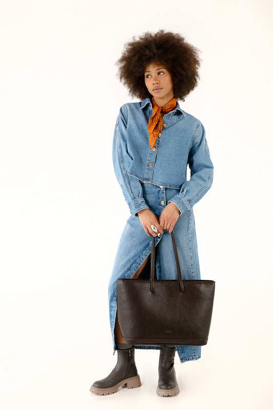 ELIZA Vegan Tote Bag - Theme | Color: Coffee - variant::coffeee