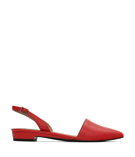 CORY Vegan Slingback Flats | Color: Red - variant::red
