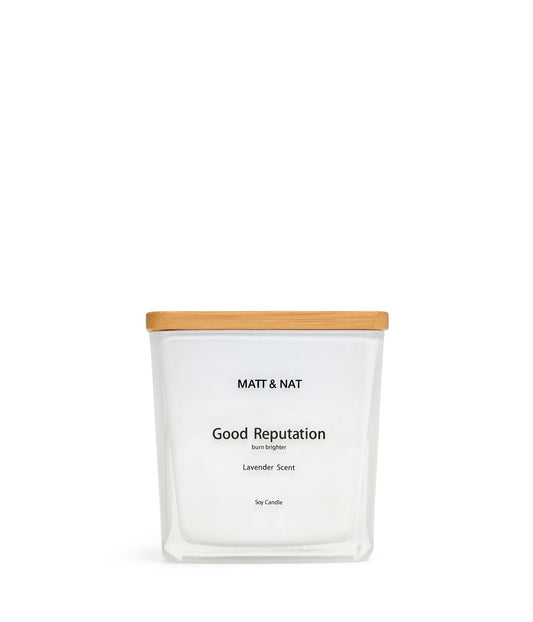 GOOD REPUTATION REG. SQ. CANDLE | Color: White - variant::white