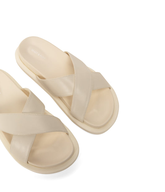 ALVERA Women's Vegan Flat Sandals | Color: White - variant::eggshell