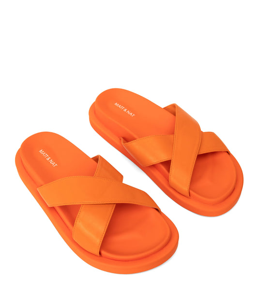 ALVERA Women's Vegan Flat Sandals | Color: Orange - variant::flame