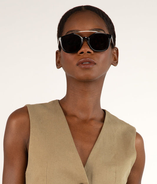 NESSON Black Aviator Sunglasses | Color: Black - variant::black