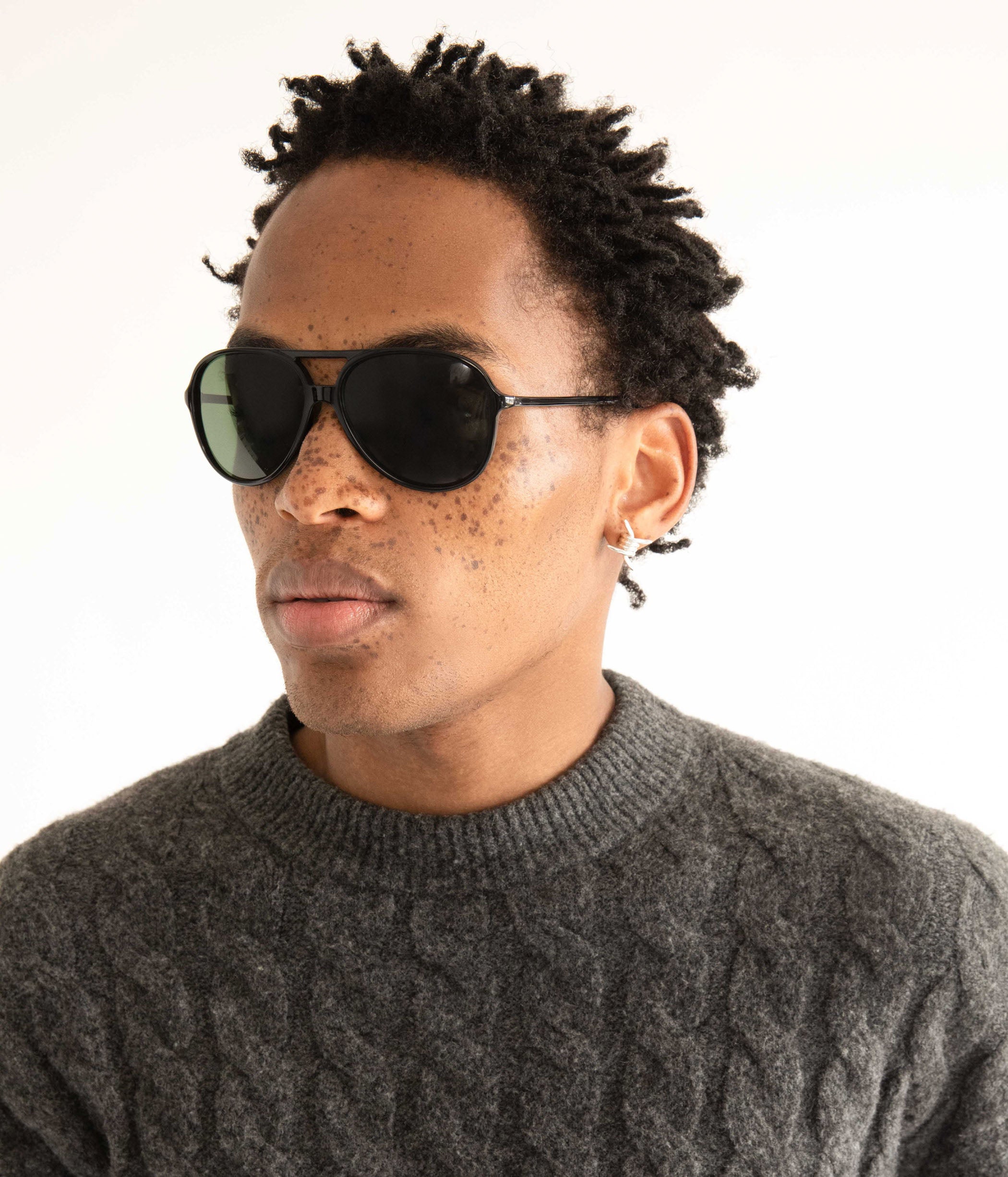 ORIE Black Aviator Sunglasses Matt Nat UK