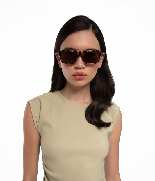 RYLEE Retro Square Sunglasses | Color: White, Brown - variant::nudbro