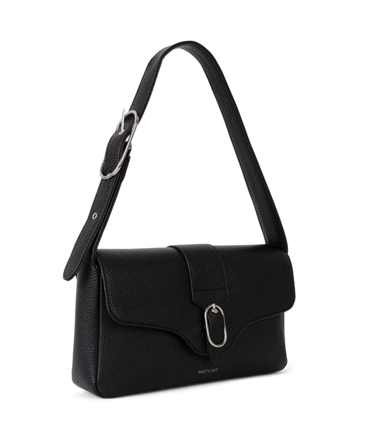 ISABELLE Vegan Shoulder Bag – Grain | Color: Black - variant::black