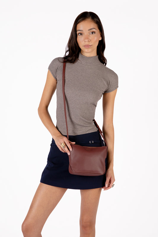 SAM Vegan Crossbody Bag - Grain | Color: Cherry - variant::cherry