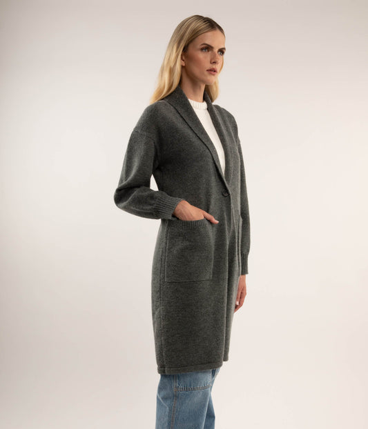 NESS Knee-Length Cardigan | Color: Brown - variant::taupe